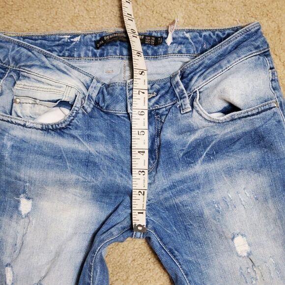 Zara Denim Rules by TRF Womens Sz 6 Denim Blue Jeans Distressed & Destoryed - Picture 9 of 11